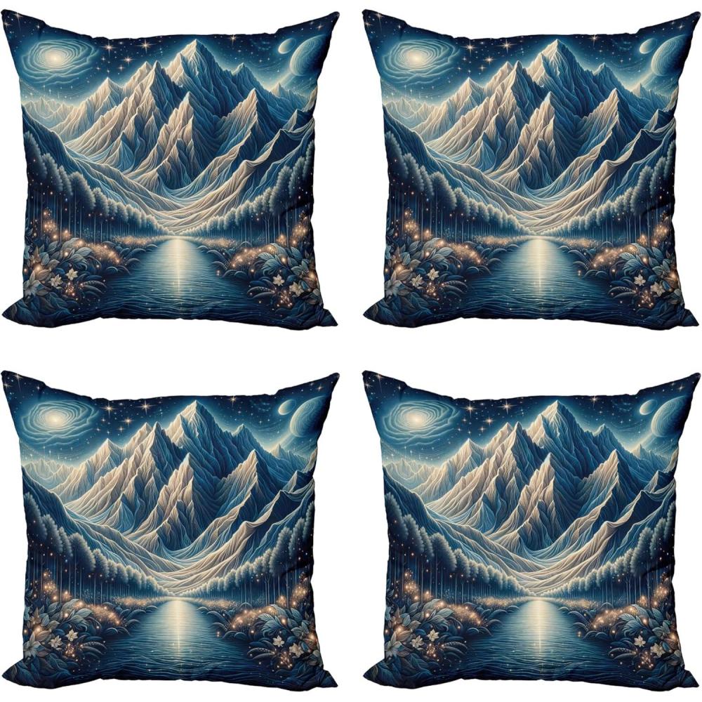 imageAmbesonne Frog Decorative Throw Pillow Case Pack of 4 Valentines Day Croaker Couple Enjoying a Romantic Dinner Art Whimsical Cushion Cover for Couch Living Room Car 20 Fern Green White BrownNight Blue and Coconut