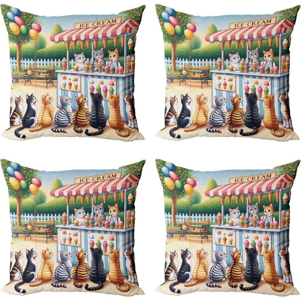 imageAmbesonne Frog Decorative Throw Pillow Case Pack of 4 Valentines Day Croaker Couple Enjoying a Romantic Dinner Art Whimsical Cushion Cover for Couch Living Room Car 20 Fern Green White BrownMulticolor Orange Green