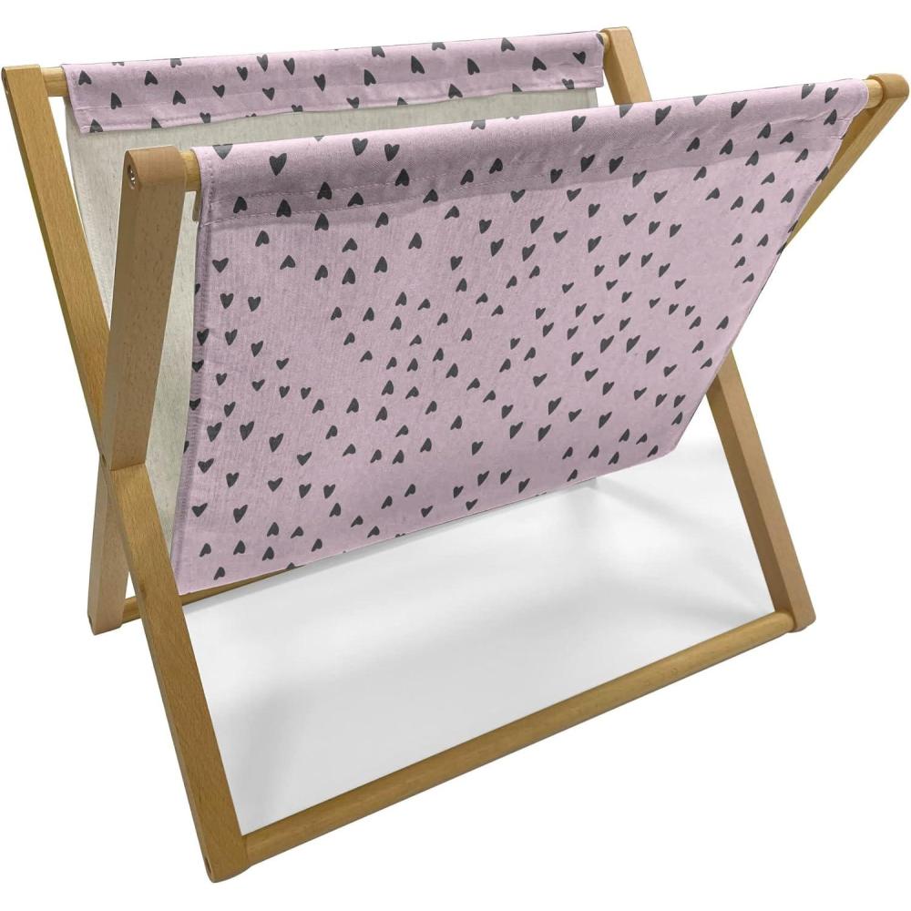 imageAmbesonne Heart Magazine and Book Holder Valentines Days Theme Romance Pattern in Simplistic Style Rhythmic Decorative Floor Rack Organizer for Living Room 22x19 Pale Pink Dark TaupePale Pink Dark Taupe