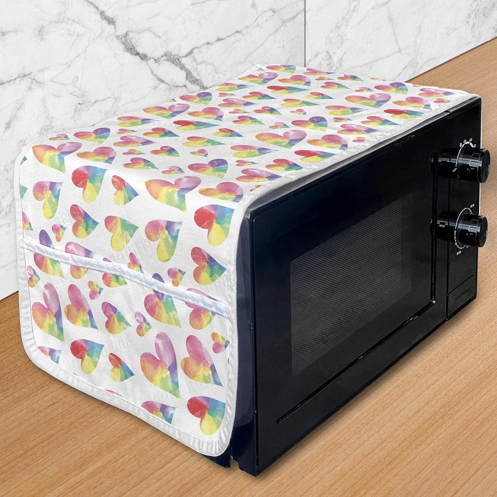 imageAmbesonne Heart Microwave Oven Cover Rainbow Colors Watercolor Style Inspired Hearts Valentines Day Love Romantic Couples Water Resistant Organizer with Pockets for Kitchen 36 x 12 MulticolorMulticolor