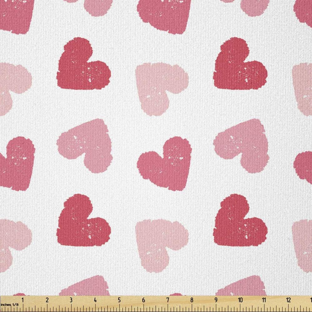 imageAmbesonne Hearts Fabric by The Yard Rhythmic Sponge Print Look Cutsy Valentines Romance Love Stretch Knit Fabric for Clothing Sewing and Arts Crafts 2 Yards Blush Pastel PinkBlush Pastel Pink