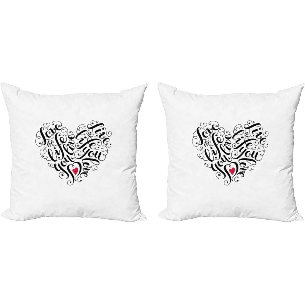 imageAmbesonne Love Decorative Throw Pillow Case Pack of 2 Words in Heart Shape Positive Vibes Valentines Day Romance Couch Bedroom Living Room Cushion Cover 16 Dark Coral White24 x 24 Pack of 2