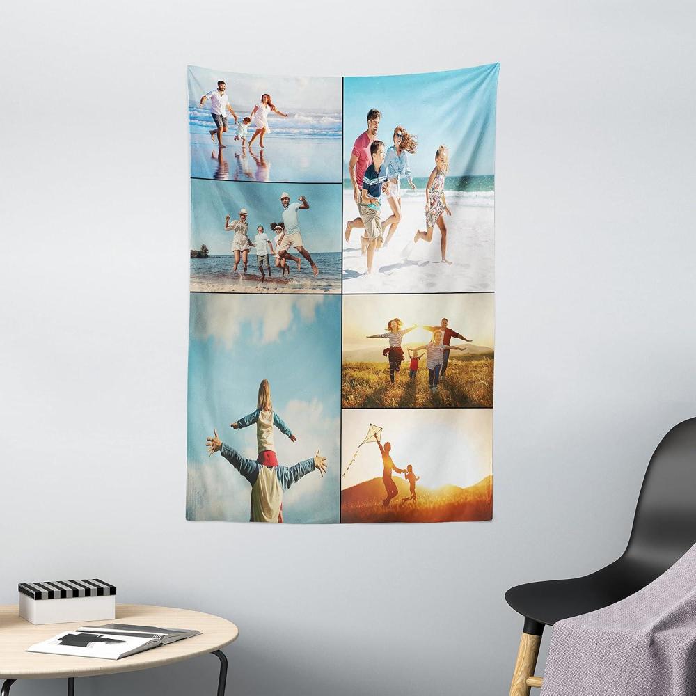 imageAmbesonne Personalized Tapestry with Photos UltraSoft Satin Wall Hanging for Bedroom Living Room Dorm Decorative Accent Piece for All Seasons Christmas and Valentines Day Gift 9 Photos 40 x 606 Photos