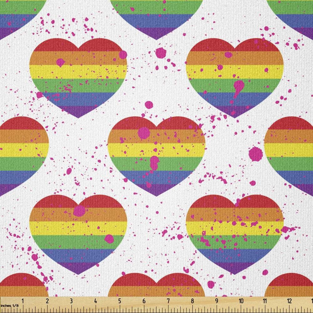 imageAmbesonne Pride Day Fabric by The Yard LGBT Rainbow Hearts Valentines Watercolor Splashes Pattern Stretch Knit Fabric for Clothing Sewing and Arts Crafts 2 Yards Hot Pink Azure BlueHot Pink Azure Blue