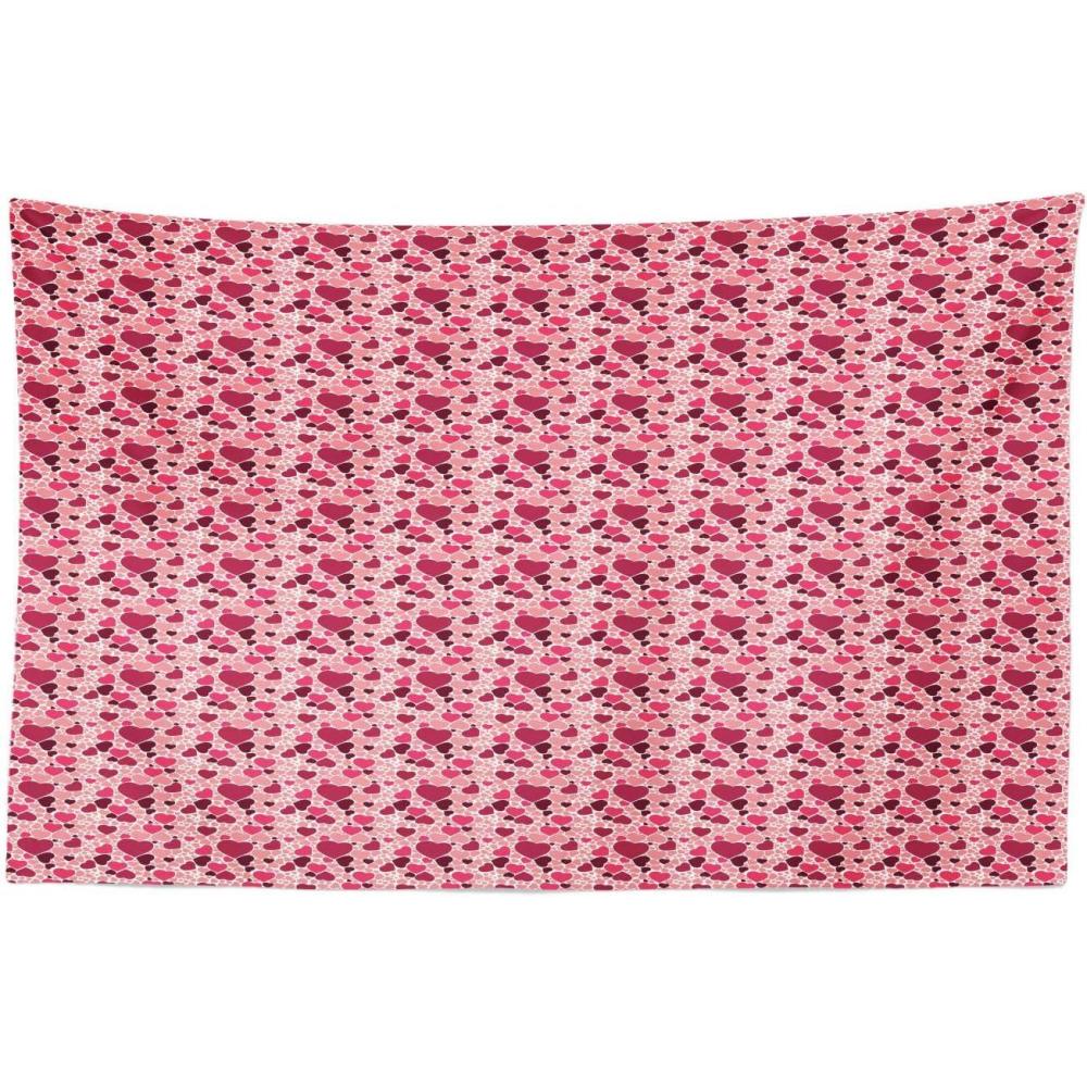 imageAmbesonne Romantic Tapestry Valentines Day Pattern with Heart Shapes in Gradient Pastel Love Fabric Wall Hanging Decor for Bedroom Living Room Dorm 28 X 23 Coral Maroon and Magenta45L x 30W
