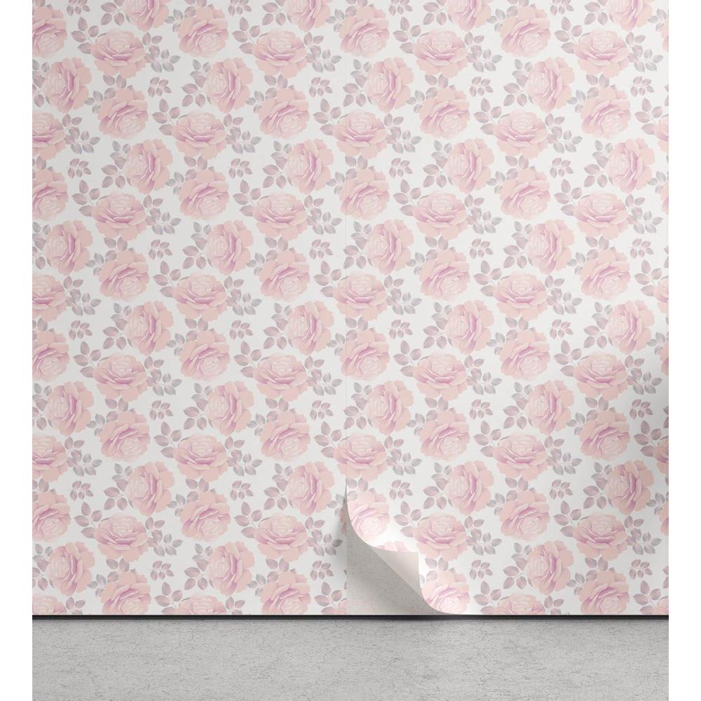 imageAmbesonne Roses Peel amp Stick Wallpaper for Home Romantic Valentines Day Pattern in Pastel Tones SelfAdhesive Living Room Kitchen Accent 13 x 100 Rose Mauve