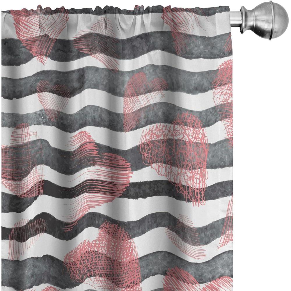 imageAmbesonne Valentines Day Curtains Simple Grunge Design Line Hearts Pattern on Striped Backdrop Window Treatments 2 Panel Set for Living Room Bedroom Pair of 28 x 63 Dark Coral Coral DimgrayDark Coral Coral Dimgray