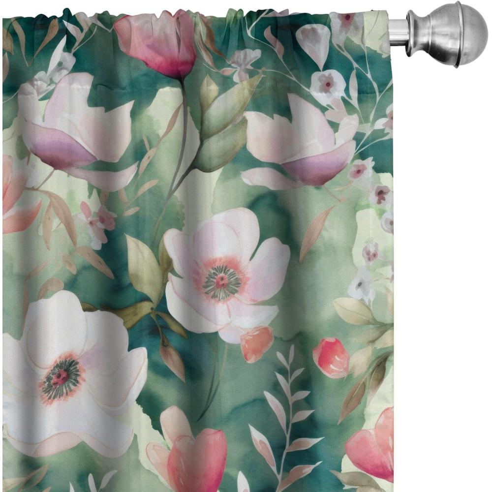 imageAmbesonne Valentines Day Curtains Simple Grunge Design Line Hearts Pattern on Striped Backdrop Window Treatments 2 Panel Set for Living Room Bedroom Pair of 28 x 63 Dark Coral Coral DimgrayTeal Coral Pale Green