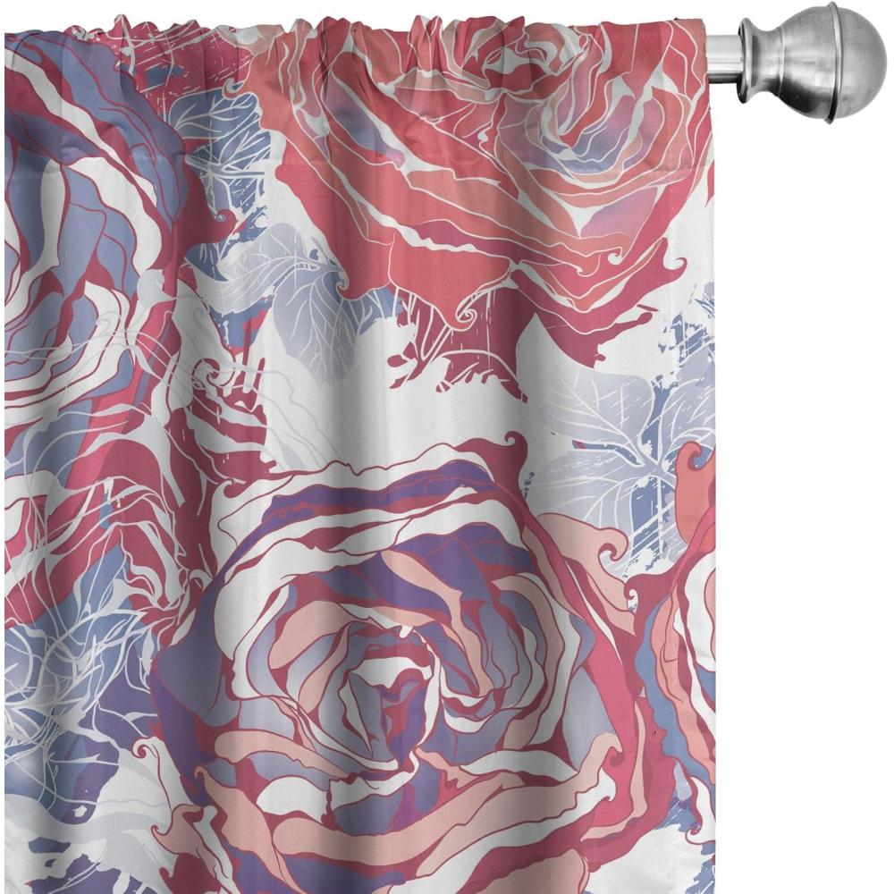 imageAmbesonne Valentines Day Curtains Simple Grunge Design Line Hearts Pattern on Striped Backdrop Window Treatments 2 Panel Set for Living Room Bedroom Pair of  28 x 63 Dark Coral Coral DimgrayDark Coral Lavender Blue