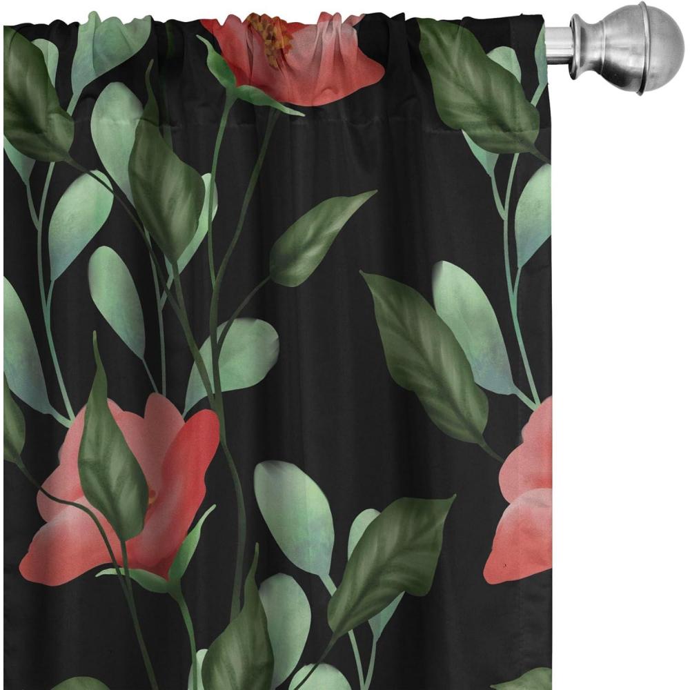 imageAmbesonne Valentines Day Curtains Simple Grunge Design Line Hearts Pattern on Striped Backdrop Window Treatments 2 Panel Set for Living Room Bedroom Pair of  28 x 63 Dark Coral Coral DimgrayDark Coral Green Black