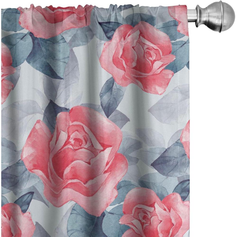imageAmbesonne Valentines Day Curtains Simple Grunge Design Line Hearts Pattern on Striped Backdrop Window Treatments 2 Panel Set for Living Room Bedroom Pair of  28 x 63 Dark Coral Coral DimgraySlate Blue Dark Coral
