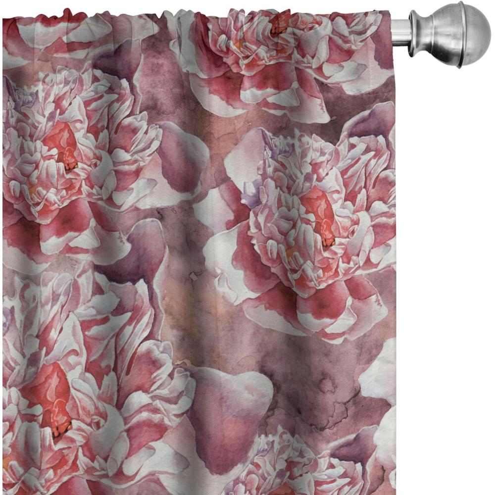 imageAmbesonne Valentines Day Curtains Simple Grunge Design Line Hearts Pattern on Striped Backdrop Window Treatments 2 Panel Set for Living Room Bedroom Pair of  28 x 63 Dark Coral Coral DimgrayDried Rose and Dark Coral