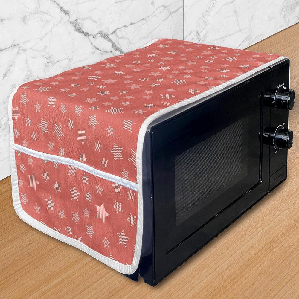 imageAmbesonne Valentines Day Microwave Oven Cover Illustration of Monochrome Triangles Forming Romantic Hearts Water Resistant Organizer with Pockets for Kitchen 36 x 12 Dark Pink and Pale PinkDark Salmon and White