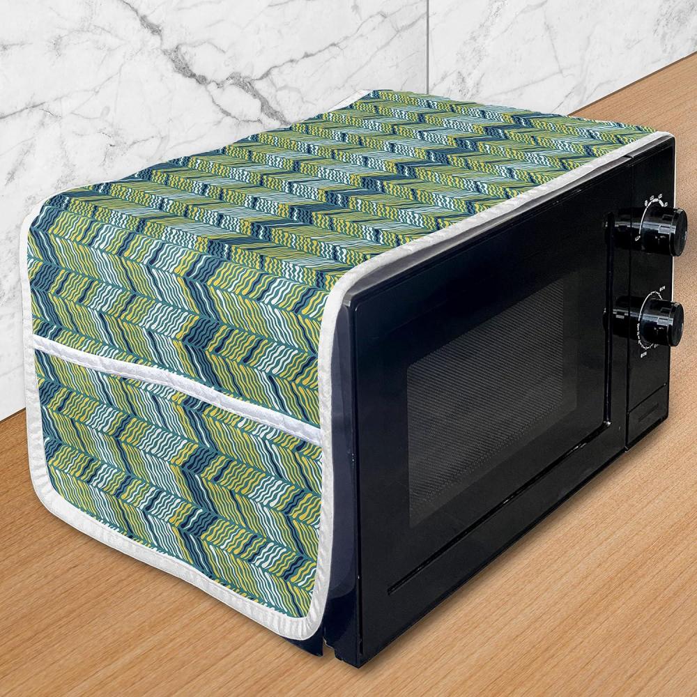 imageAmbesonne Valentines Day Microwave Oven Cover Illustration of Monochrome Triangles Forming Romantic Hearts Water Resistant Organizer with Pockets for Kitchen 36 x 12 Dark Pink and Pale PinkEarth Yellow Night Blue