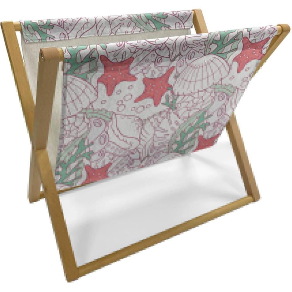 imageAmbesonne Valentines Magazine and Book Holder Geometric Themed Illustration with Lines and Hearts Romantic Valentines Day Decorative Floor Rack Organizer for Living Room 22x19 Red Black WhiteDark Coral Pale Pink