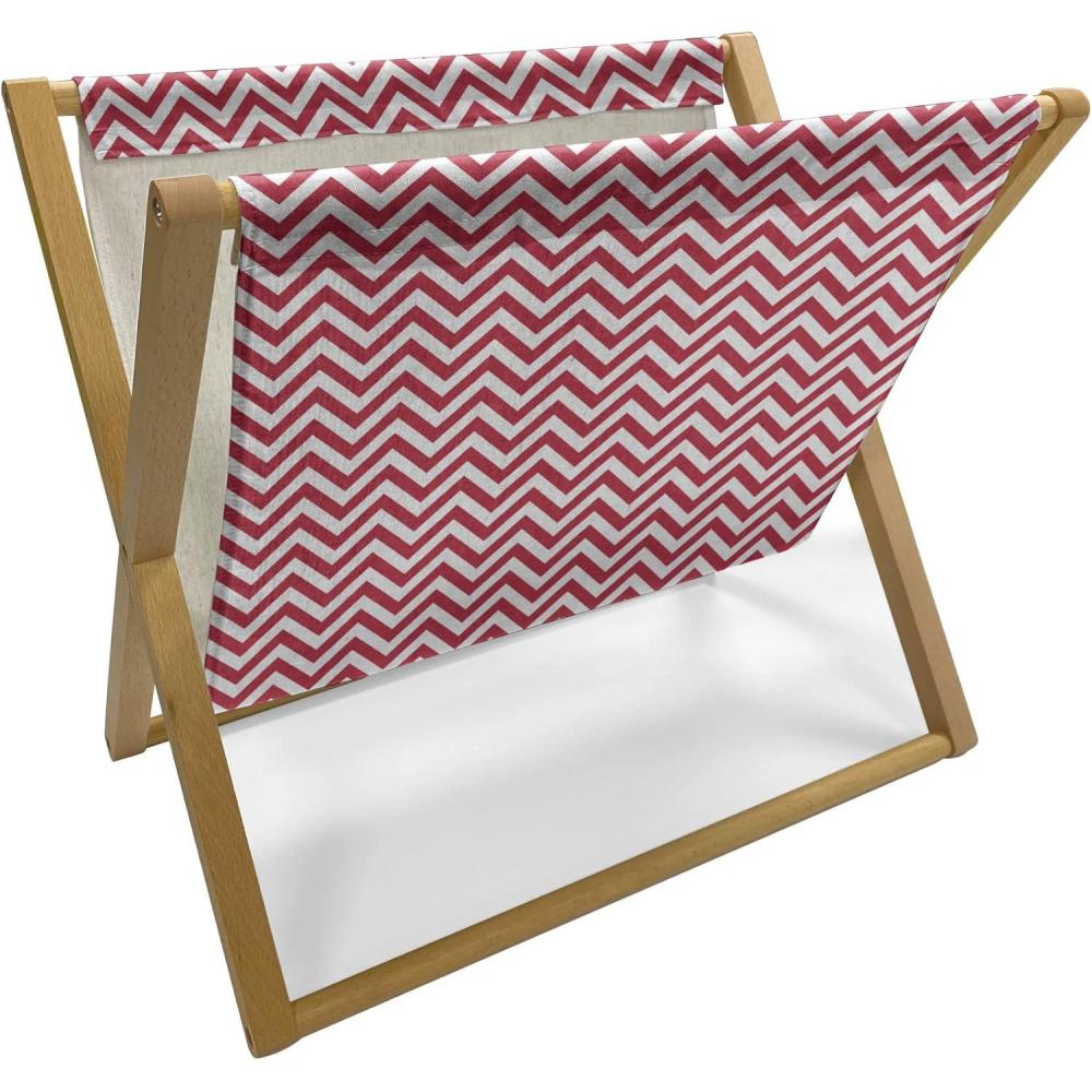 imageAmbesonne Valentines Magazine and Book Holder Geometric Themed Illustration with Lines and Hearts Romantic Valentines Day Decorative Floor Rack Organizer for Living Room 22x19 Red Black WhiteDark Coral White