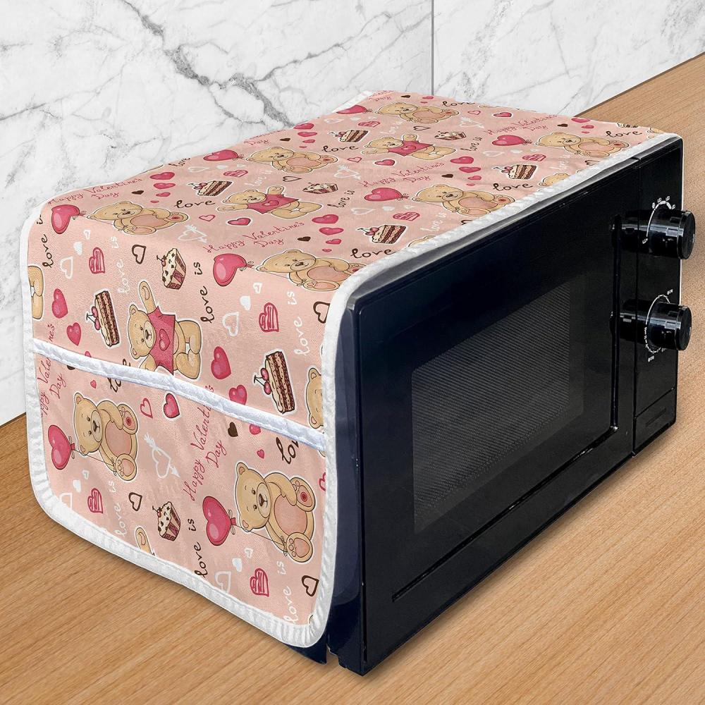 imageAmbesonne Valentines Microwave Oven Cover Doodle Style Hearts with Different Designs Romantic Inspirations for Art Water Resistant Organizer with Pockets for Kitchen 36 x 12 Black Red PinkCoral Brown Peach