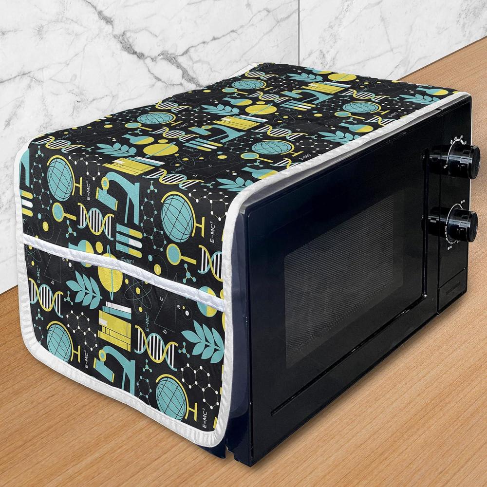 imageAmbesonne Valentines Microwave Oven Cover Doodle Style Hearts with Different Designs Romantic Inspirations for Art Water Resistant Organizer with Pockets for Kitchen 36 x 12 Black Red PinkTurquoise Yellow Black