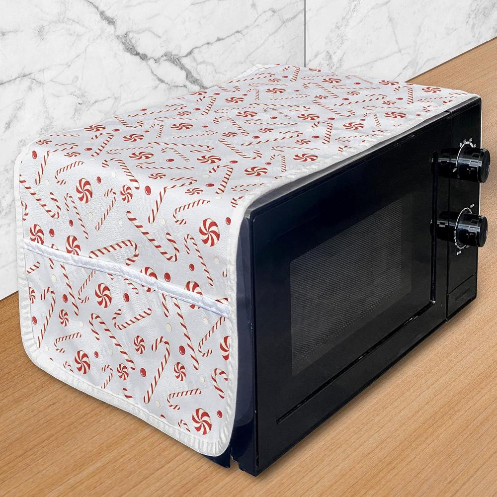 imageAmbesonne Valentines Microwave Oven Cover Doodle Style Hearts with Different Designs Romantic Inspirations for Art Water Resistant Organizer with Pockets for Kitchen 36 x 12 Black Red PinkRed White Coconut