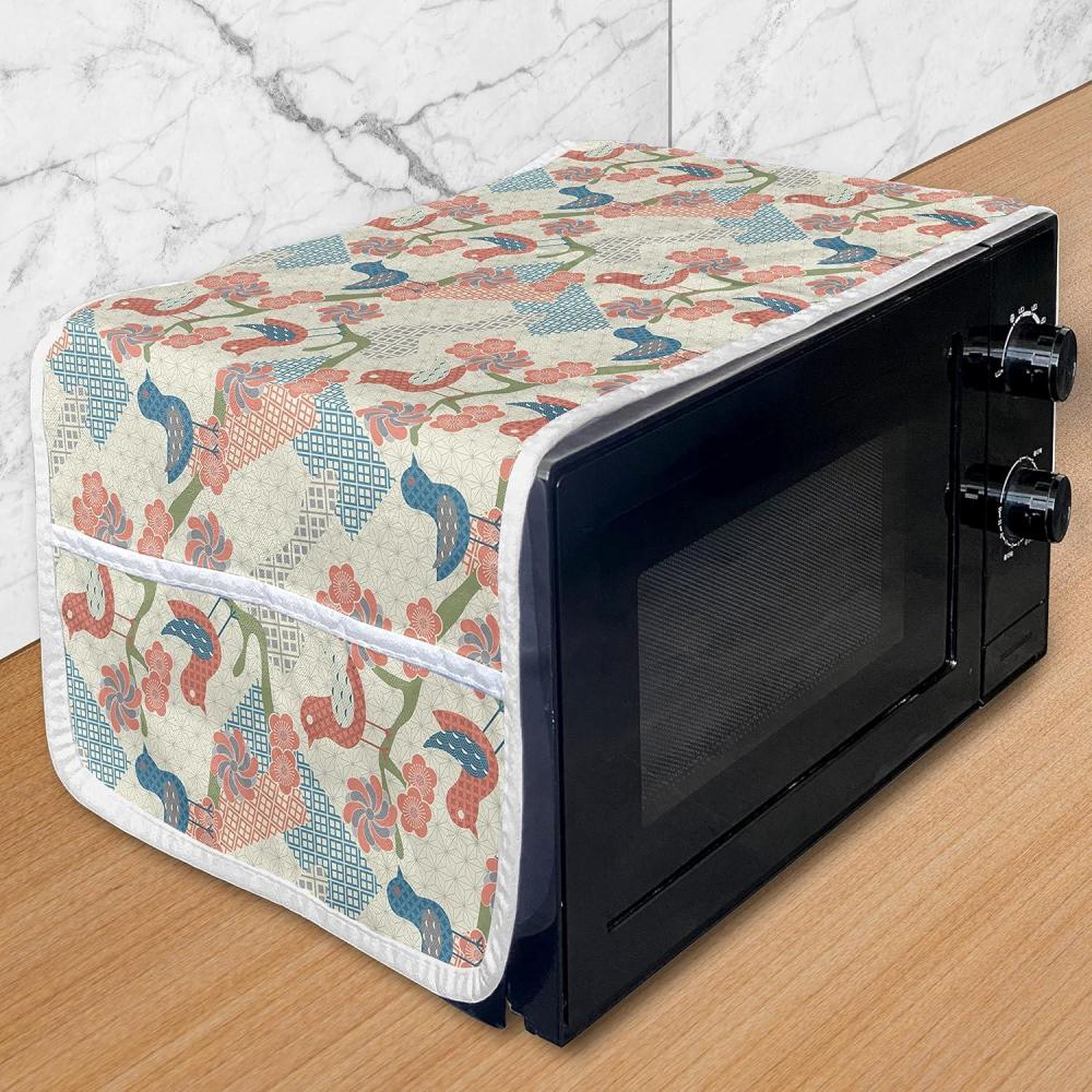 imageAmbesonne Valentines Microwave Oven Cover Doodle Style Hearts with Different Designs Romantic Inspirations for Art Water Resistant Organizer with Pockets for Kitchen 36 x 12 Black Red PinkSalmon Pale Green Blue