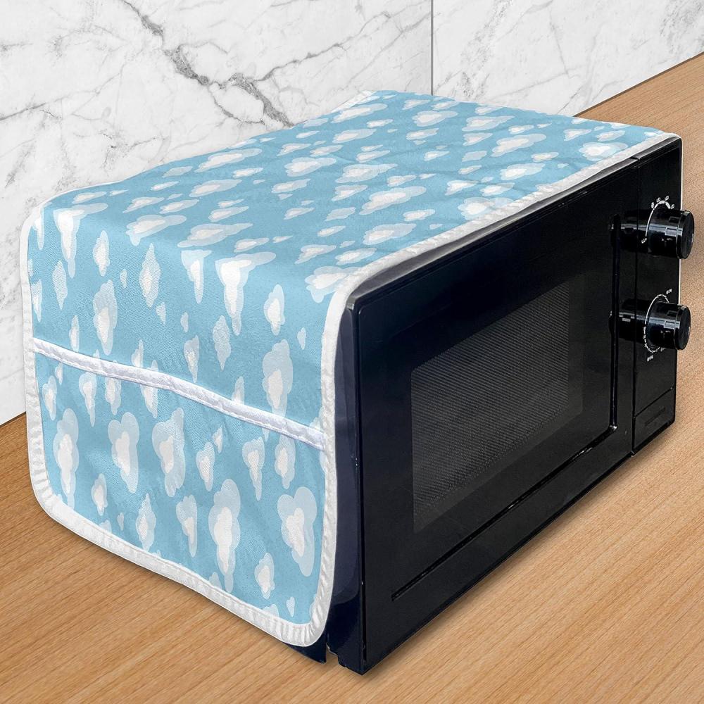 imageAmbesonne Valentines Microwave Oven Cover Romantic Feelings Illustration with Hearts and Flowers Valentines Day Water Resistant Organizer with Pockets for Kitchen 36 x 12 Dark Coral WhitePale Blue Pale Blue
