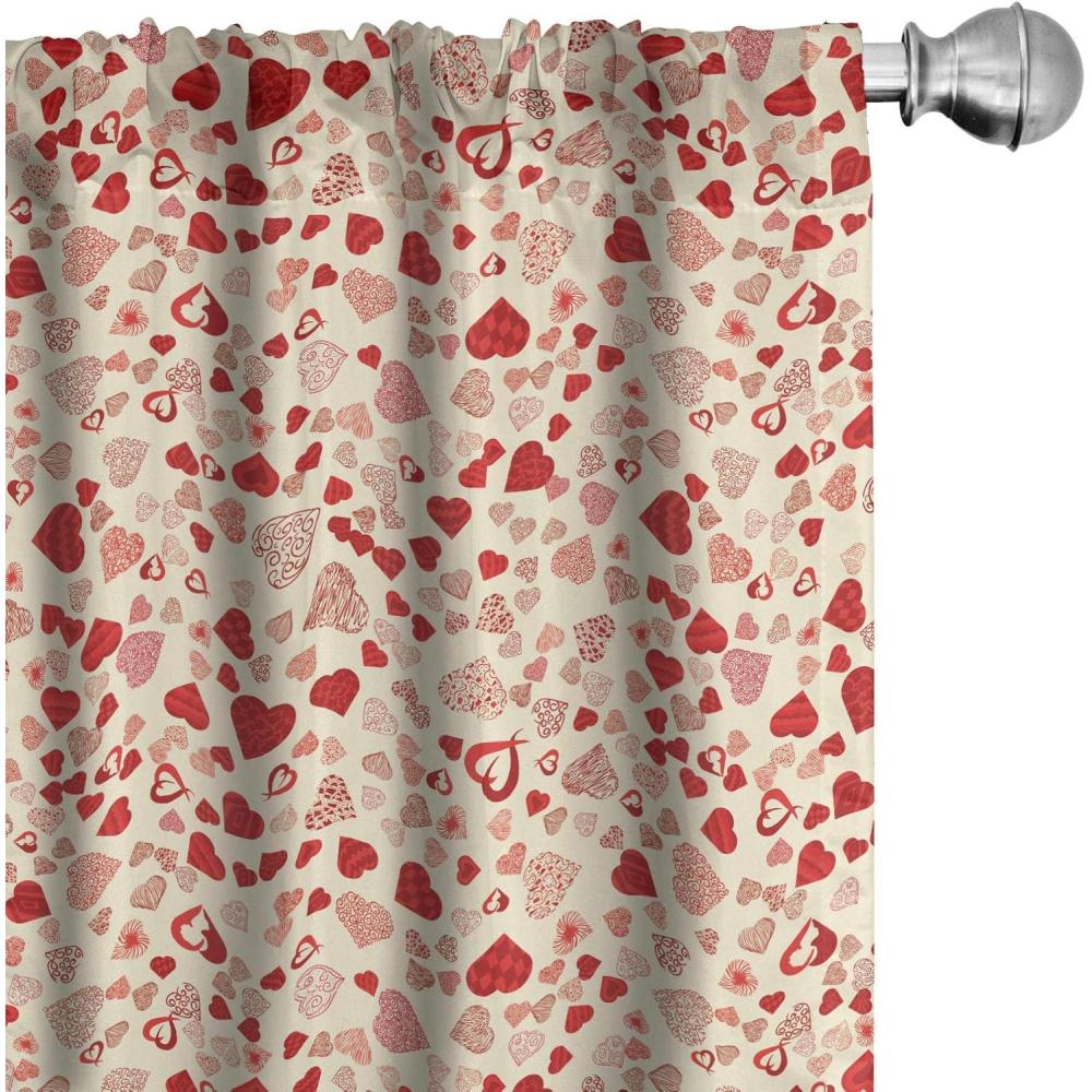 imageAmbesonne Vintage Valentine Curtains Romantic Beauty Repetitive Pattern with Irregular Hearts Window Treatments 2 Panel Set for Living Room Bedroom Pair of 28 x 84 Cream and VermilionCream and Vermilion