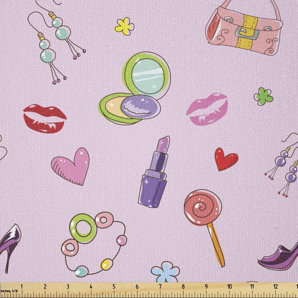 imageAmbesonne Vintage Valentine Fabric by The Yard Romantic Beauty Repetitive Pattern with Irregular Hearts Stretch Knit Fabric for Clothing Sewing and Arts Crafts 10 Yards Cream VermilionMulticolor