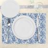 Ambesonne Blue Place Mats Set of 4, Delicate Spring Season Themed Floral Pattern in Traditional Gzhel Look Print, Washable Fabric Placemats for Dining Table, Standard Size, Cobalt Blue White