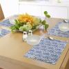 Ambesonne Blue Place Mats Set of 4, Delicate Spring Season Themed Floral Pattern in Traditional Gzhel Look Print, Washable Fabric Placemats for Dining Table, Standard Size, Cobalt Blue White