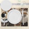 Ambesonne Brown Place Mats Set of 4, Coffee Themed Collage Close up Mugs Beans on Wooden Table Aromatic Roasted Espresso Drink, Washable Fabric Placemats for Dining Table, Standard Size, Brown Coffee