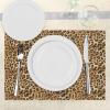 Ambesonne Brown Place Mats Set of 4, Leopard Print Animal Skin Digital Printed Wild Safari Themed Spotted Pattern Art, Washable Fabric Placemats for Dining Table, Standard Size, Brown Black