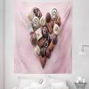 Ambesonne Chocolate Tapestry, Chocolate Candies Heart Shape Composition on Pink Backdrop for St Valentines Day, Fabric Wall Hanging Decor for Bedroom Living Room Dorm, 23″ X 28″, Multicolor(Multicolor)