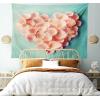 Ambesonne Coral Tapestry, Heart Shaped Floral Petals Valentines Mothers and Wedding Day Still Life, Wide Wall Hanging for Bedroom Living Room Dorm, 60″ X 40″, Peach Mint(Silky Satin Fabric)