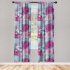Ambesonne Floral Curtains, Valentine’s Day Concept Art Pastel Repetitive Roses Pattern Plot, Window Treatments 2 Panel Set for Living Room Bedroom, Pair of – 28″ x 84″, Dark Pink Blush and White(Hot Pink and Pale Teal)
