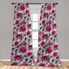 Ambesonne Floral Curtains, Valentine’s Day Theme Grunge Style Repetitive Rose Flowers Abstract, Window Treatments 2 Panel Set for Living Room Bedroom, Pair of – 28″ x 84″, Pale Fuchsia and Sepia(Dark Magenta Mint Green)