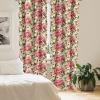 Ambesonne Floral Curtains, Valentine’s Day Theme Grunge Style Repetitive Rose Flowers Abstract, Window Treatments 2 Panel Set for Living Room Bedroom, Pair of – 28″ x 84″, Pale Fuchsia and Sepia(Dark Coral Khaki and Camel)