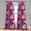 Ambesonne Floral Curtains, Valentine’s Day Theme Grunge Style Repetitive Rose Flowers Abstract, Window Treatments 2 Panel Set for Living Room Bedroom, Pair of – 28″ x 84″, Pale Fuchsia and Sepia(Magenta and Cadet Blue)