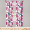 Ambesonne Floral Curtains, Valentine’s Day Theme Grunge Style Repetitive Rose Flowers Abstract, Window Treatments 2 Panel Set for Living Room Bedroom, Pair of – 28″ x 84″, Pale Fuchsia and Sepia(Hot Pink and Petrol Blue)