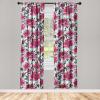 Ambesonne Floral Curtains, Valentine’s Day Theme Grunge Style Repetitive Rose Flowers Abstract, Window Treatments 2 Panel Set for Living Room Bedroom, Pair of – 28″ x 84″, Pale Fuchsia and Sepia(Dark Magenta Mint Green)