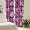 Ambesonne Floral Curtains, Valentine’s Day Theme Grunge Style Repetitive Rose Flowers Abstract, Window Treatments 2 Panel Set for Living Room Bedroom, Pair of – 28″ x 84″, Pale Fuchsia and Sepia(Magenta and Cadet Blue)