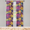 Ambesonne Floral Curtains, Valentine’s Day Theme Grunge Style Repetitive Rose Flowers Abstract, Window Treatments 2 Panel Set for Living Room Bedroom, Pair of – 28″ x 84″, Pale Fuchsia and Sepia(Earth Yellow and Hot Pink)