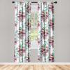 Ambesonne Floral Curtains, Valentine’s Day Theme Grunge Style Repetitive Rose Flowers Abstract, Window Treatments 2 Panel Set for Living Room Bedroom, Pair of – 28″ x 84″, Pale Fuchsia and Sepia(Pistachio Green and Ruby)