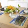 Ambesonne Hawaiian Place Mats Set of 4, Aerial View of Na Pali Coast Kauai Hawaii Mountain Cliff Seacoast Scenic Photo, Washable Fabric Placemats for Dining Table, Standard Size, Brown Green