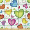 Ambesonne Love Fabric by The Yard, Colorful Hearts and Butterflies Silhouettes Doodle Style Happy Valentines Day Pattern, Stretch Knit Fabric for Clothing Sewing and Arts Crafts, 3 Yards, Multicolor