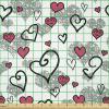 Ambesonne Love Fabric by The Yard, Romantic Sketch Style Hearts Lovers Valentines Birthday Pattern, Stretch Knit Fabric for Clothing Sewing and Arts Crafts, 2 Yards, Grey White Hot Pink(Grey White Hot Pink)