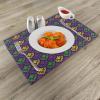 Ambesonne Mardi Gras Place Mats Set of 4, Antique Old Fashioned Motifs in Mardi Gras Holiday Colors Tile Pattern, Washable Fabric Placemats for Dining Table, Standard Size, Purple