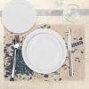 Ambesonne Modern Place Mats Set of 4, Acoustic Guitar on Retro Murky Background Music Notes Melody Illustration, Washable Fabric Placemats for Dining Table, Standard Size, Beige Blue
