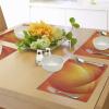 Ambesonne Orange Place Mats Set of 4, Colorful Smooth Twist Lines Sun Abstraction Energy Flow Waves Curves Art, Washable Fabric Placemats for Dining Table, Standard Size, Orange Yellow