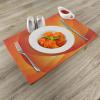 Ambesonne Orange Place Mats Set of 4, Colorful Smooth Twist Lines Sun Abstraction Energy Flow Waves Curves Art, Washable Fabric Placemats for Dining Table, Standard Size, Orange Yellow