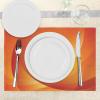 Ambesonne Orange Place Mats Set of 4, Colorful Smooth Twist Lines Sun Abstraction Energy Flow Waves Curves Art, Washable Fabric Placemats for Dining Table, Standard Size, Orange Yellow